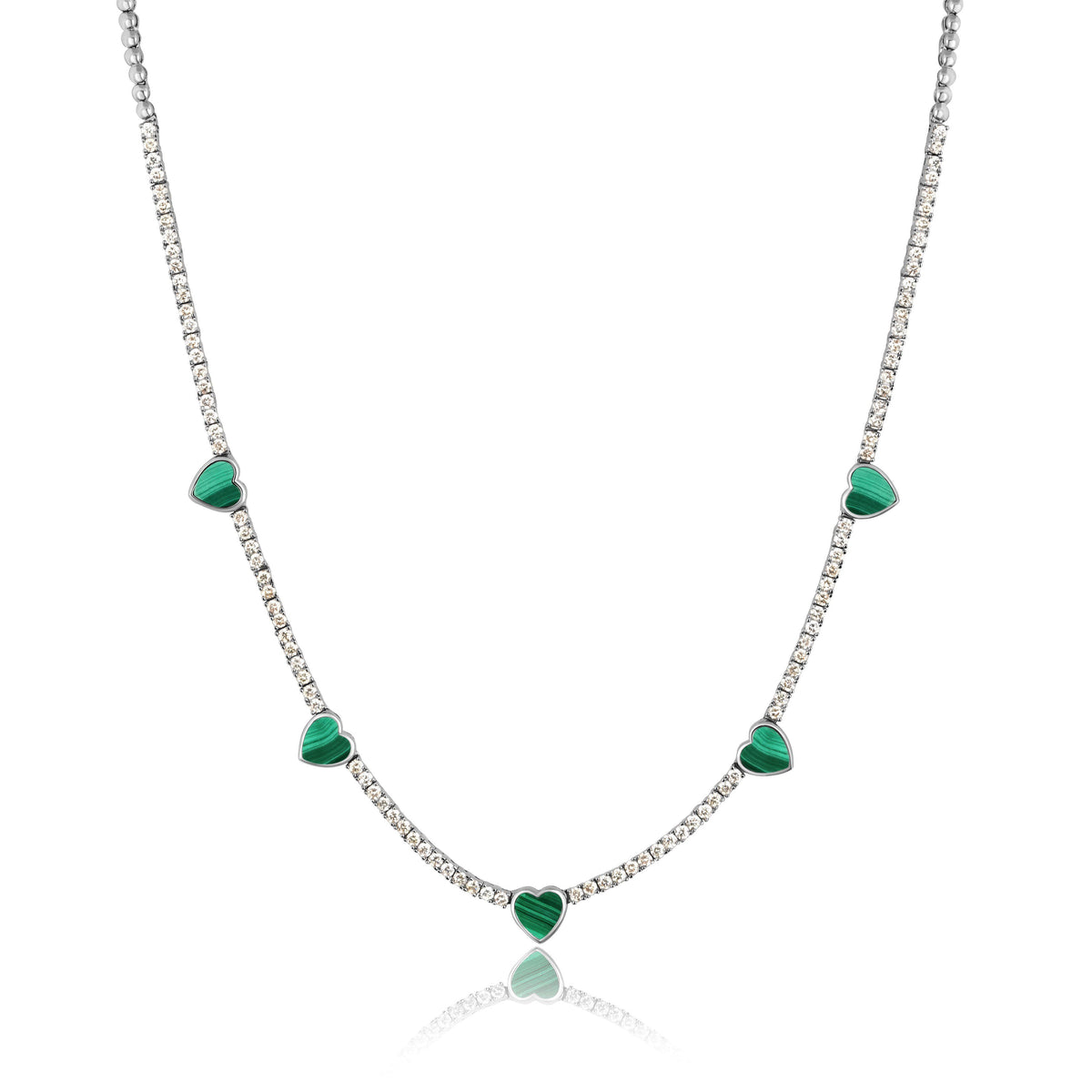 malachite heart &amp; diamond collar