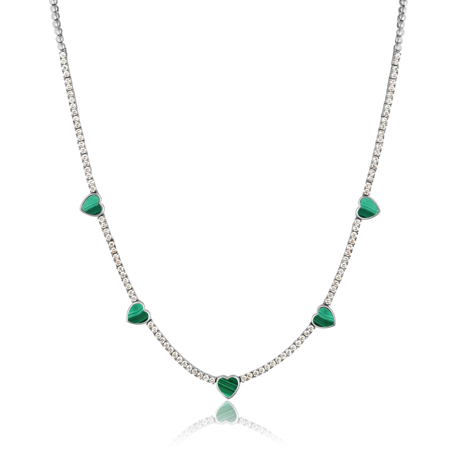 malachite heart & diamond collar