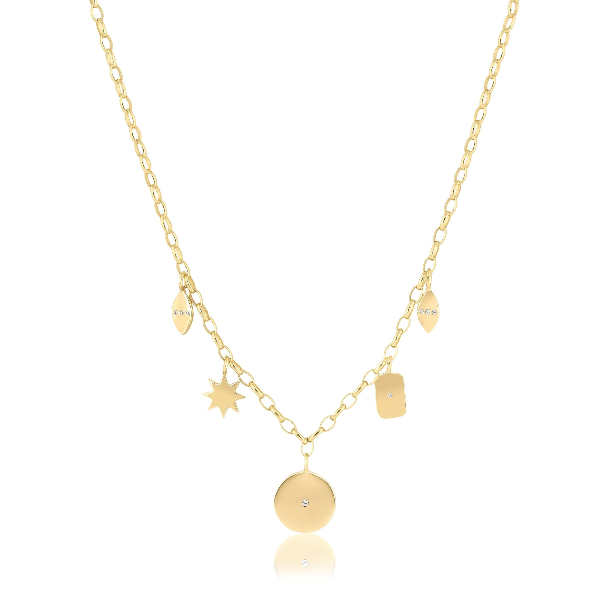 multi charm necklace | two tone