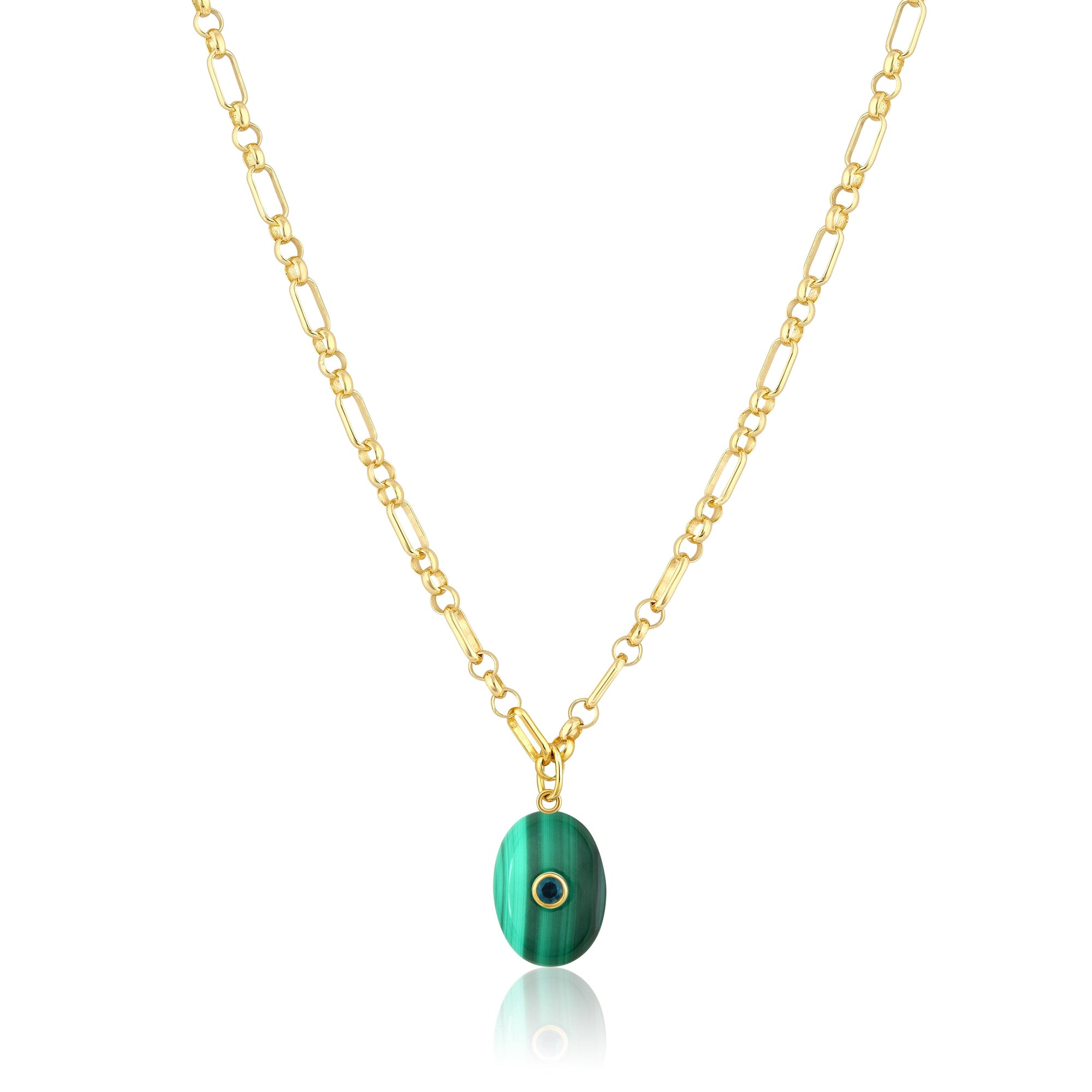 oval stone pendant | triple link necklace