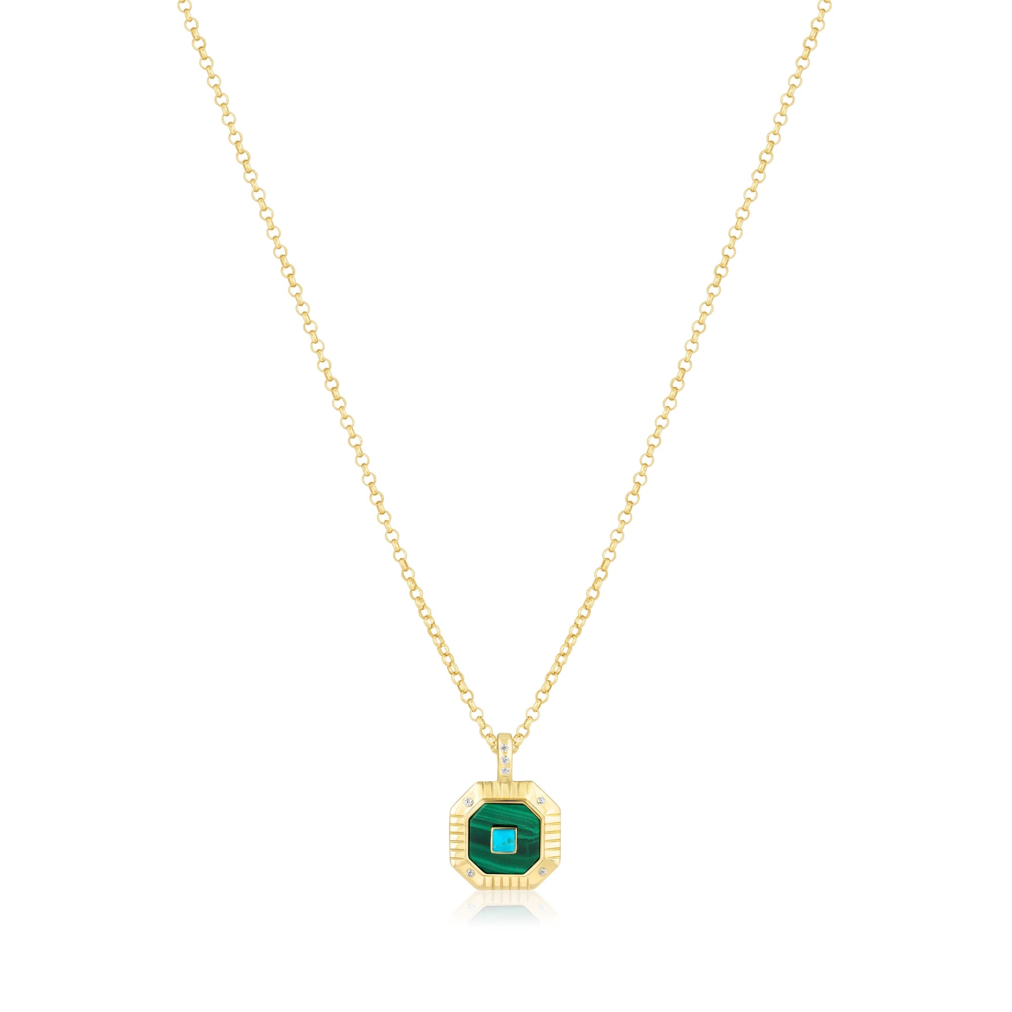 octagon charm necklace | double stone