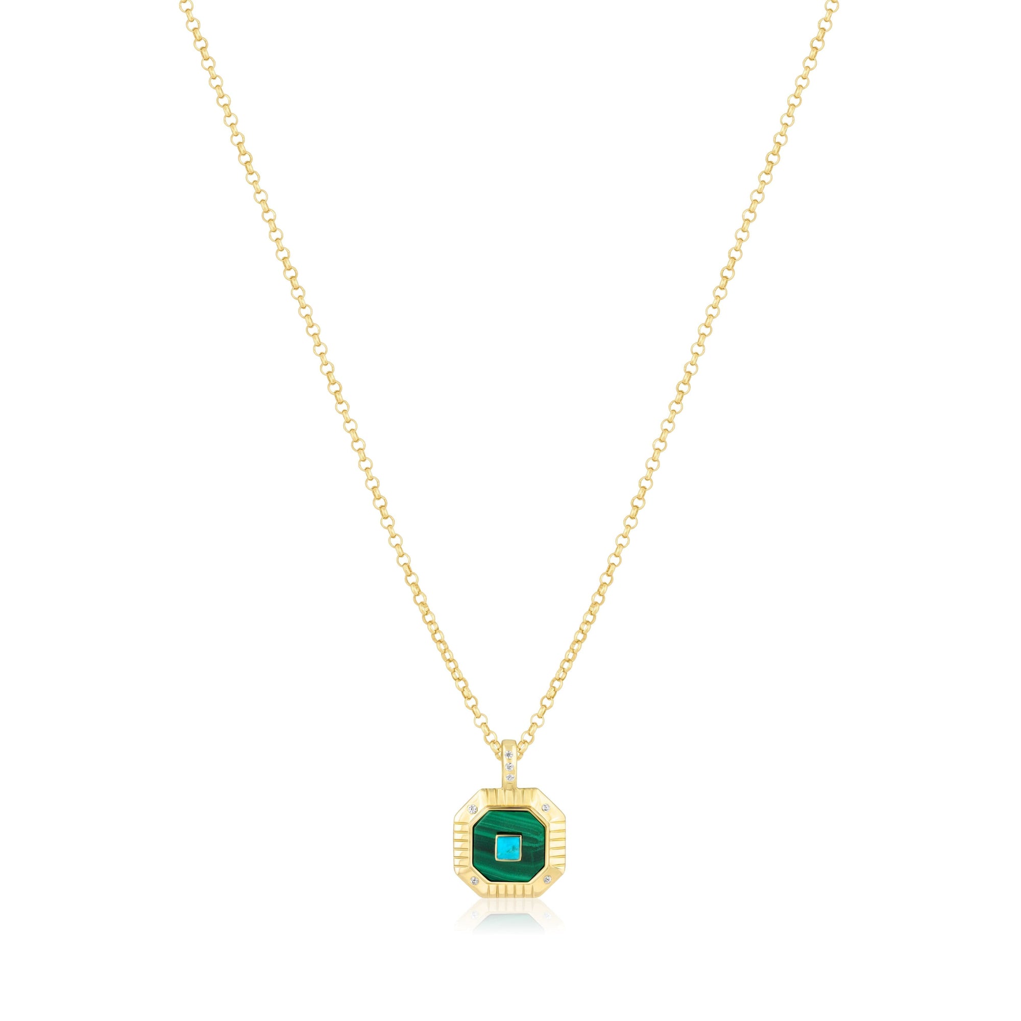 octagon charm necklace | double stone