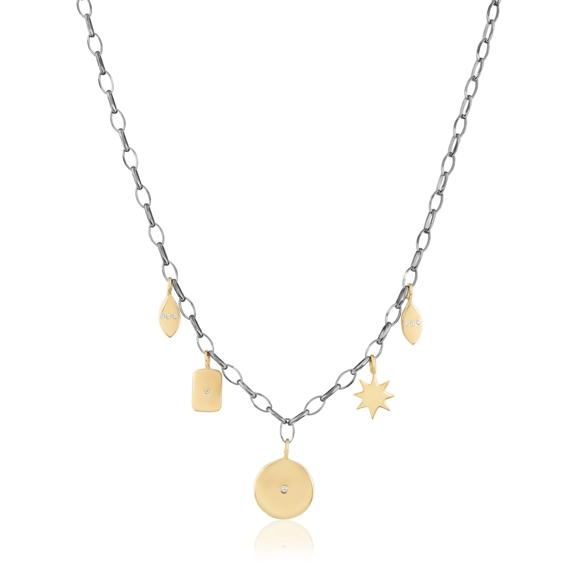 multi charm necklace | two tone