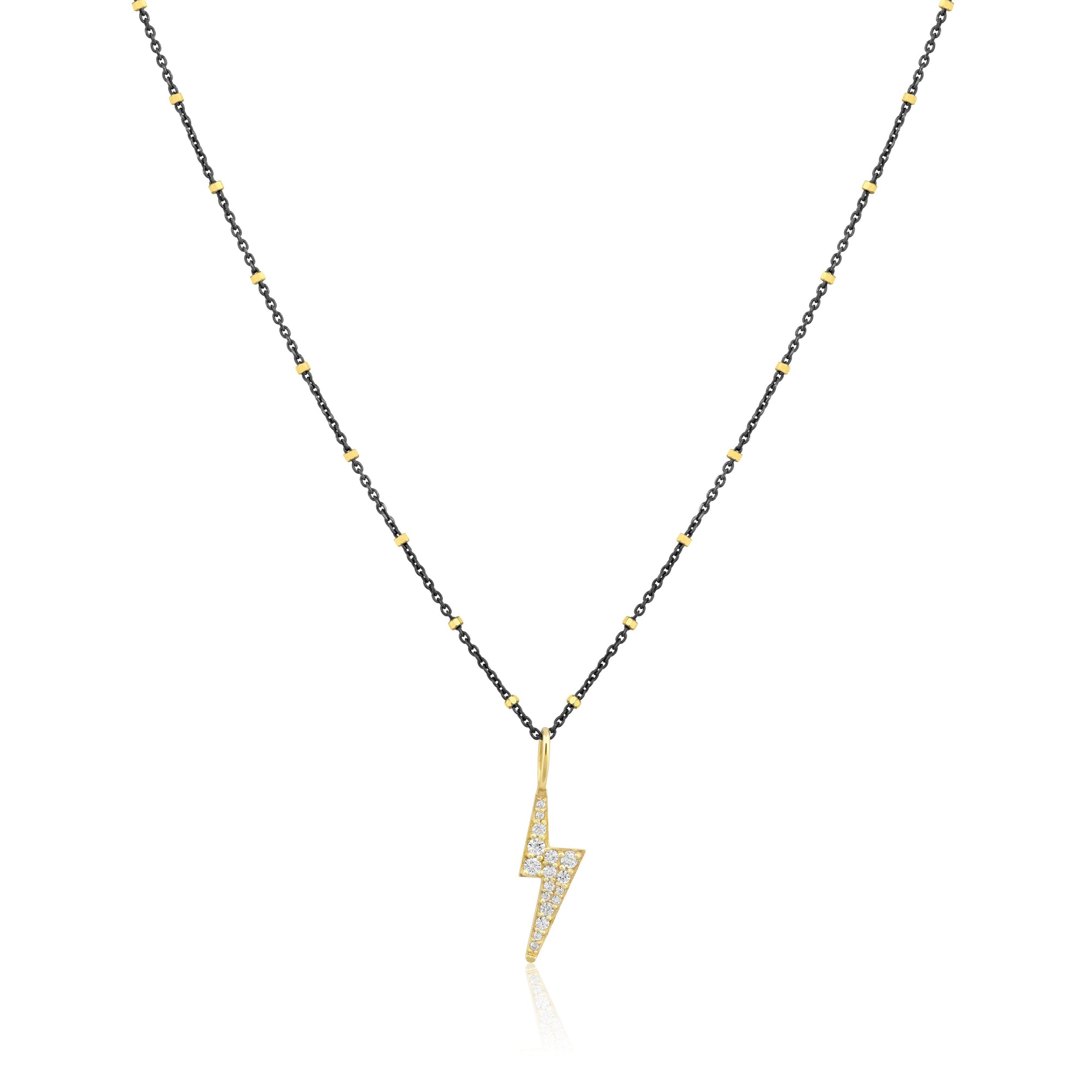 two tone lightning bolt charm necklace
