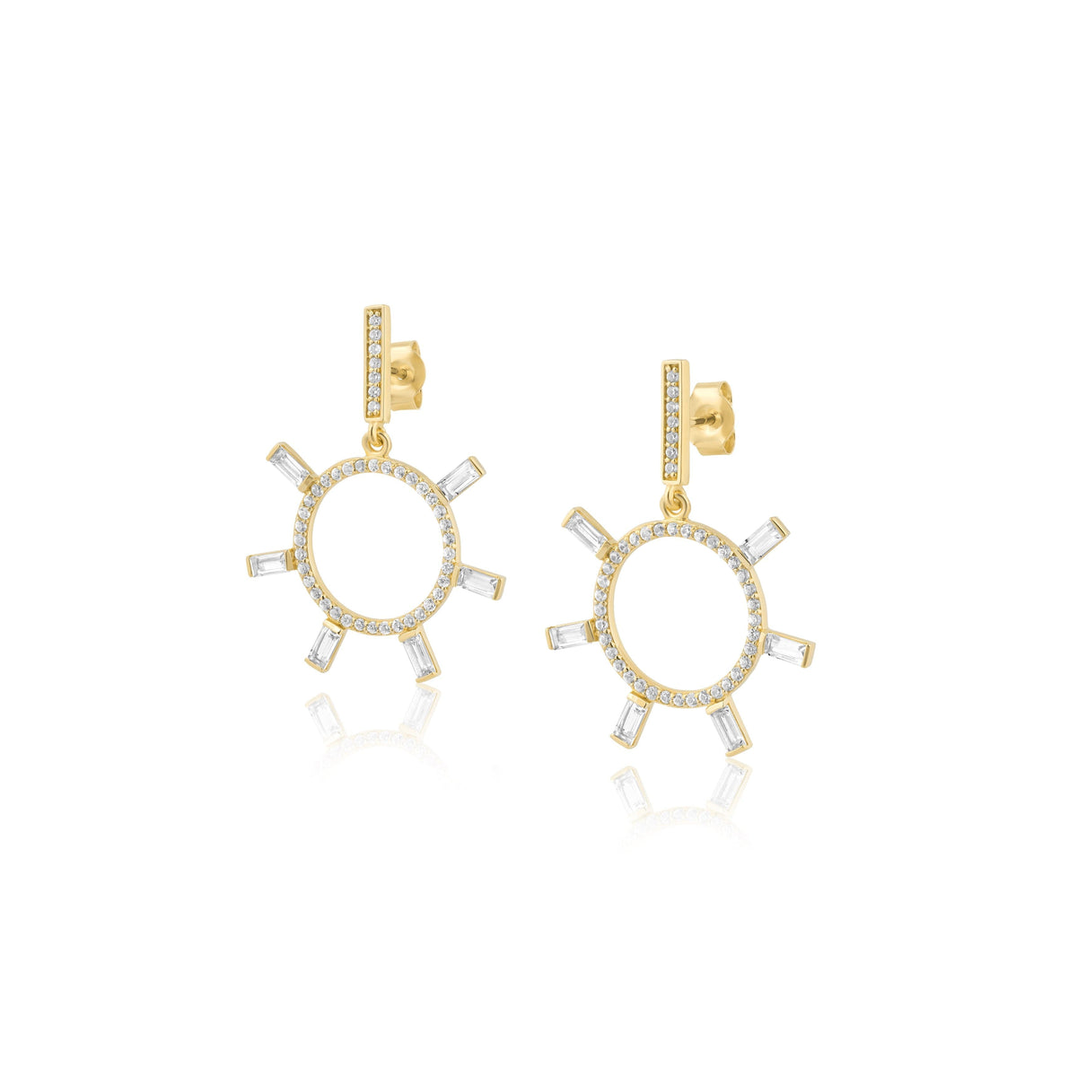 round pave &amp; baguette post hoops