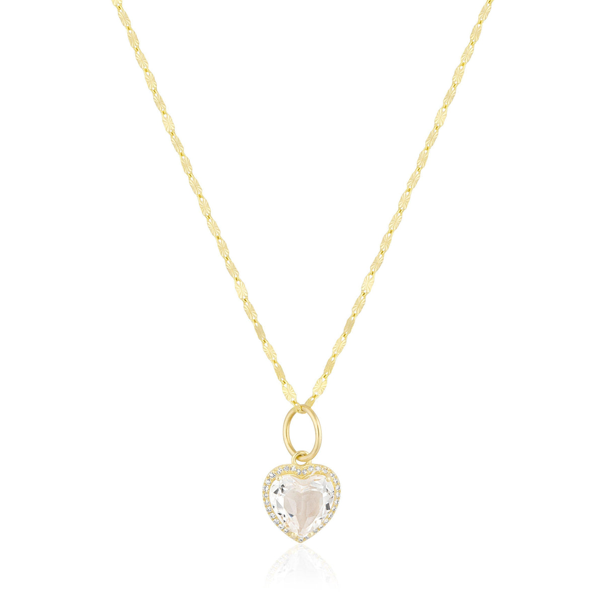 White Topaz &amp; Diamond Heart Necklace