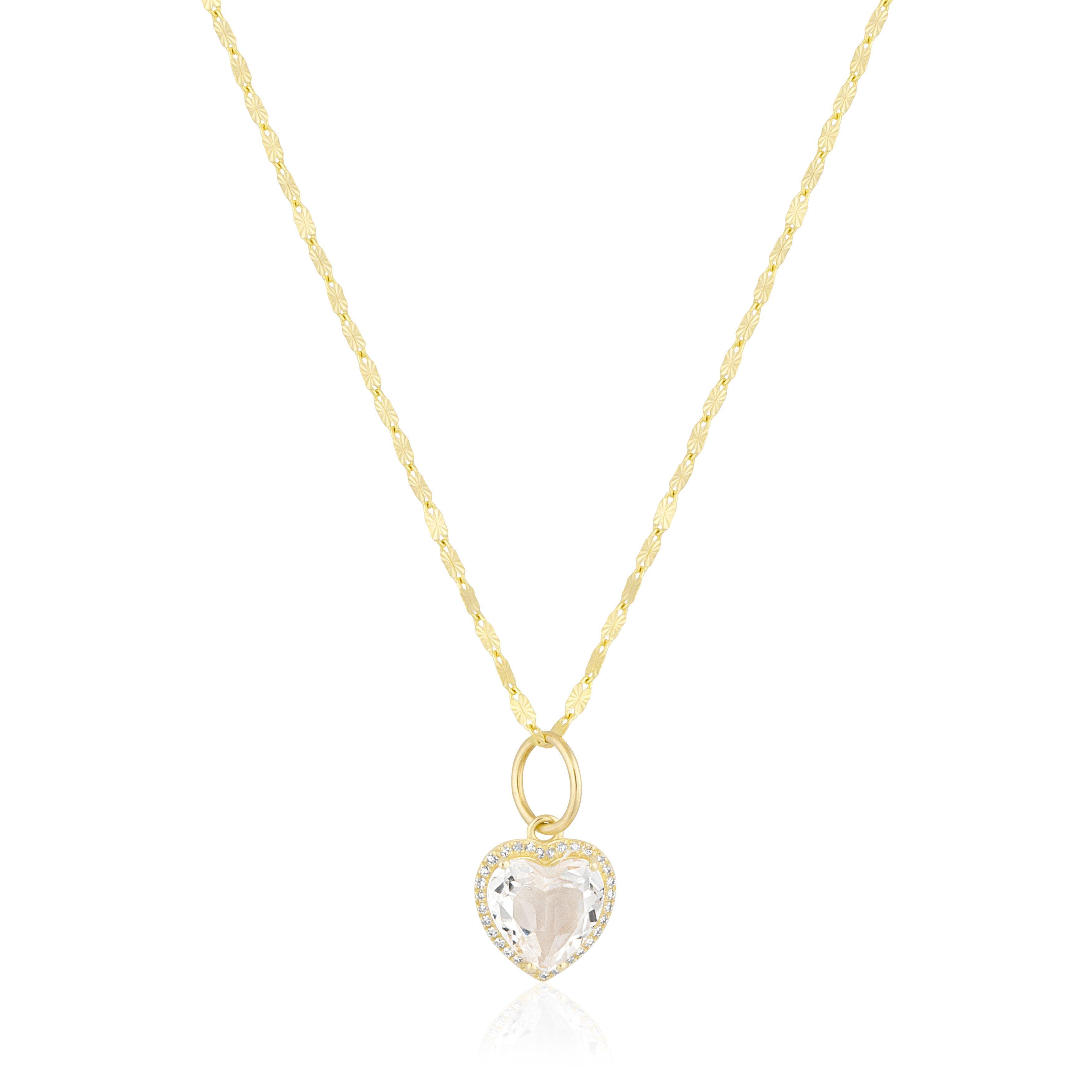 White Topaz & Diamond Heart Necklace - ela rae