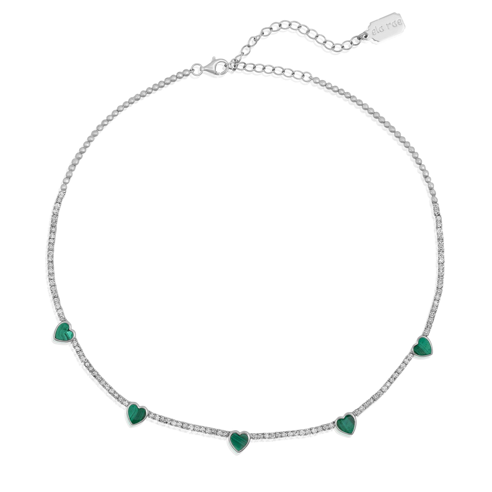 malachite heart & diamond collar
