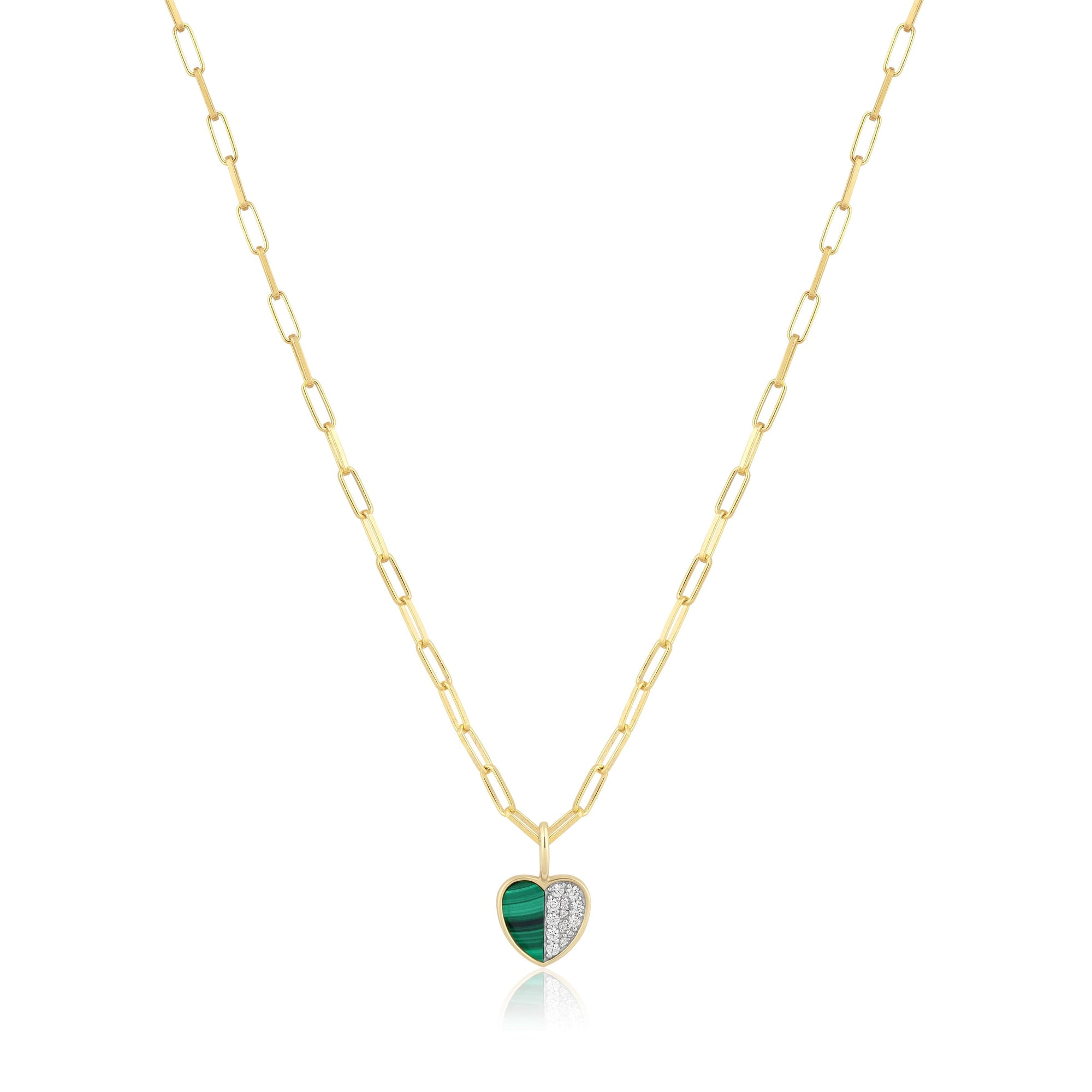half & half stone heart charm necklace