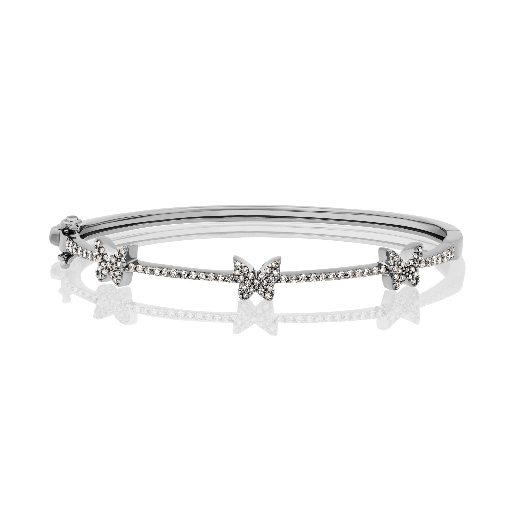 triple butterfly diamond bangle