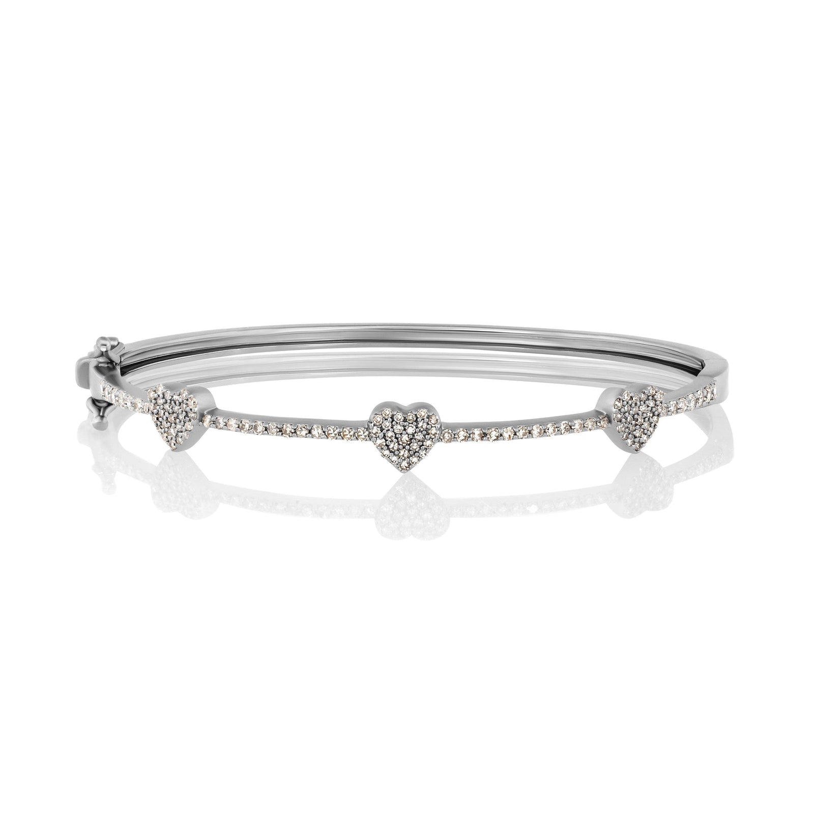 triple heart diamond bangle