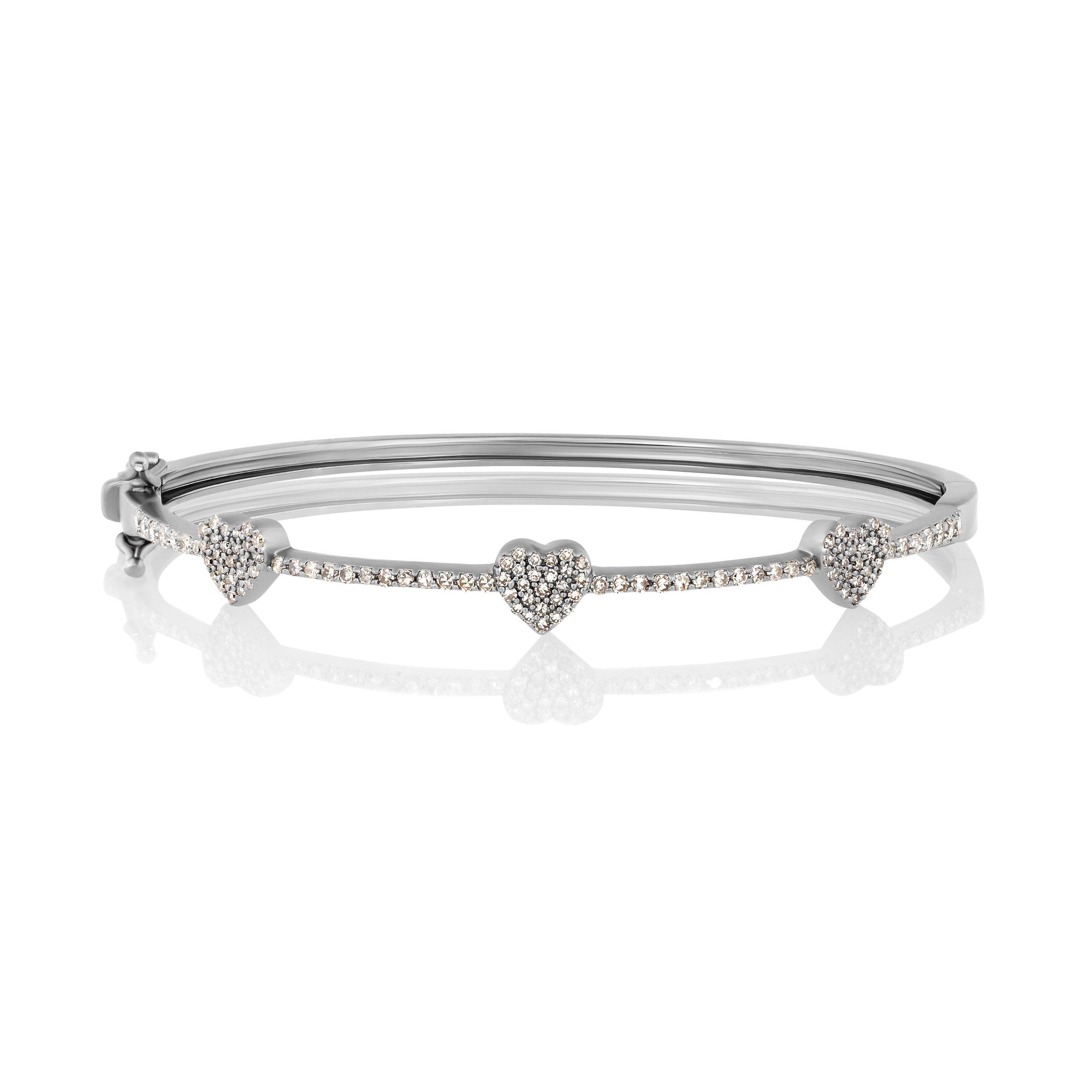 triple heart diamond bangle