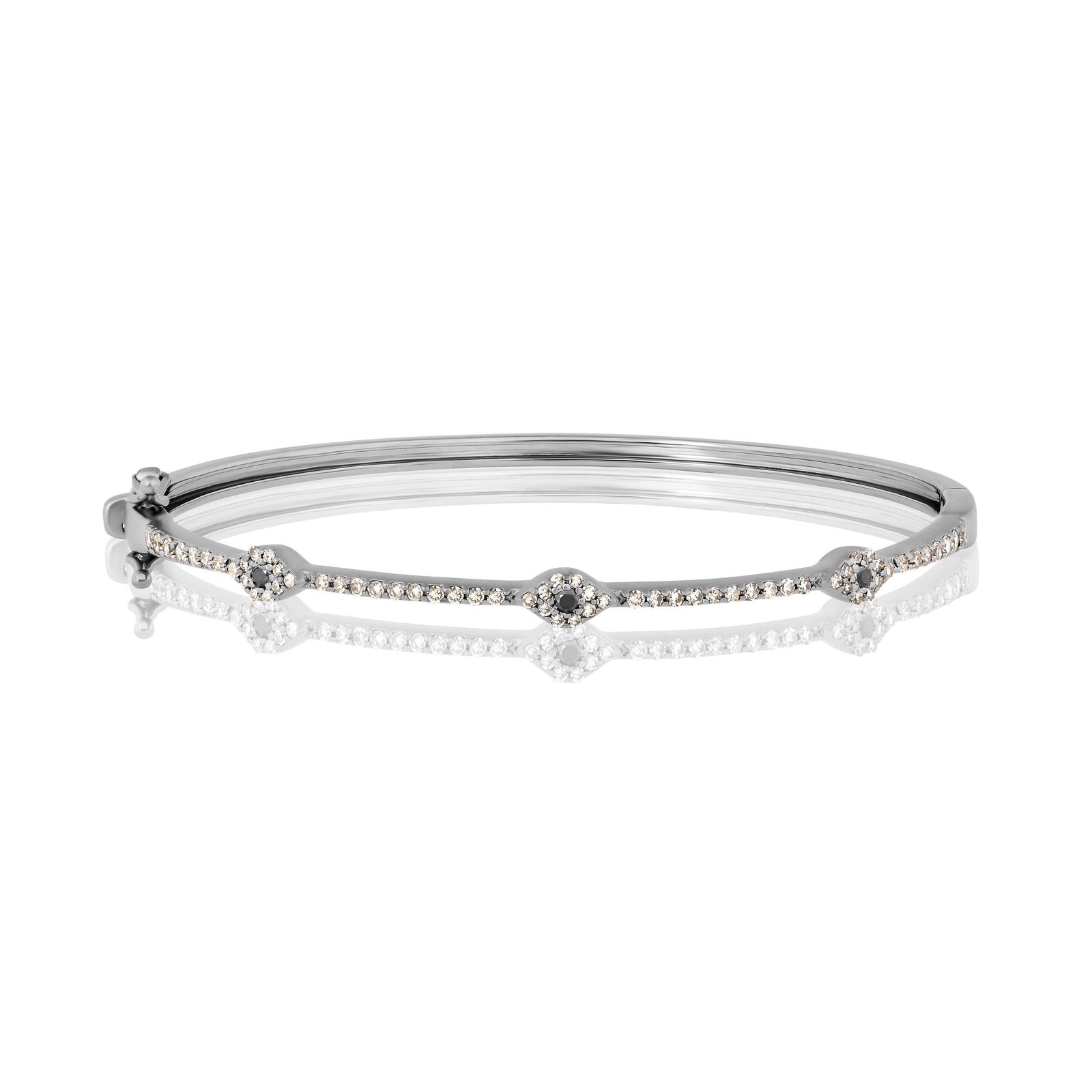 triple evil eye diamond bangle