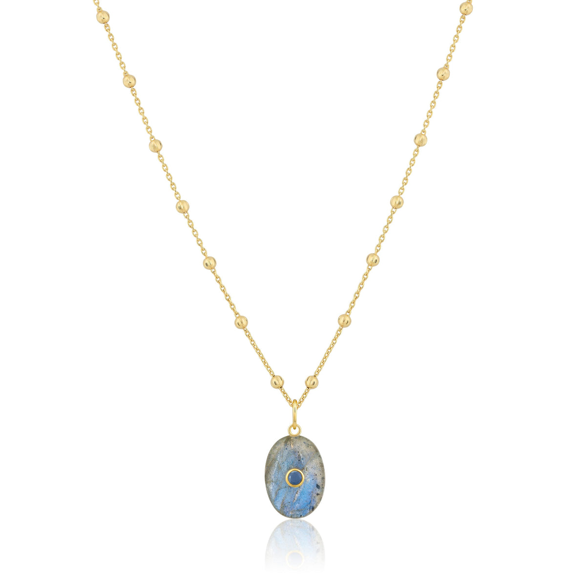 oval stone pendant | satellite ball chain
