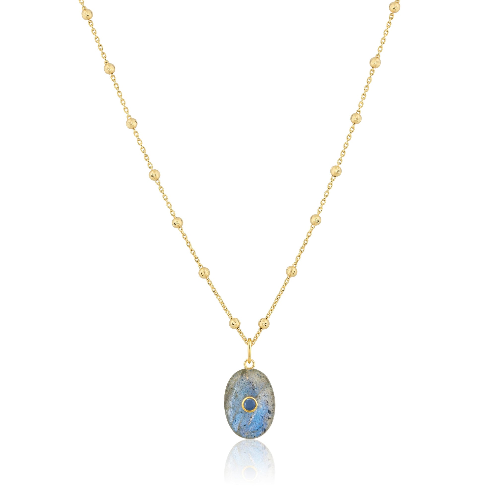 oval stone pendant | satellite ball chain