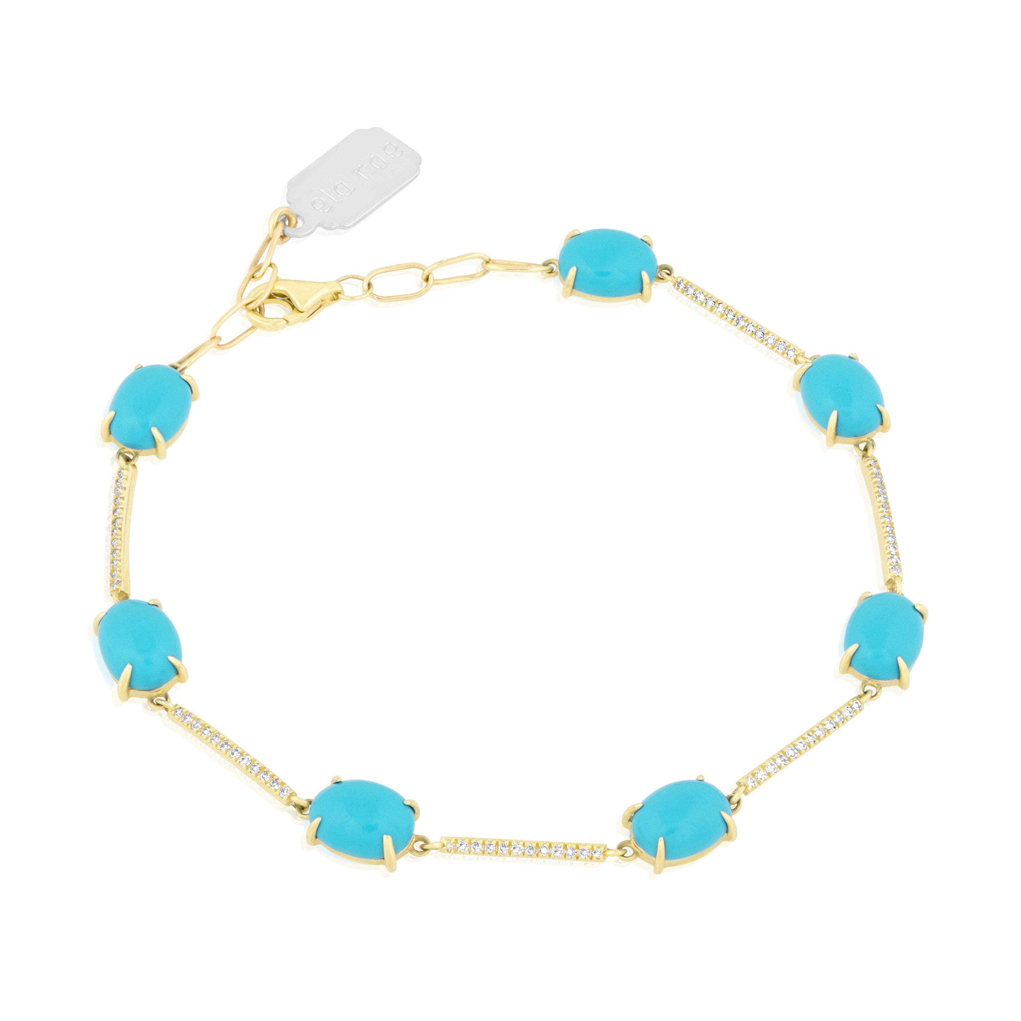 oval turquoise cabochon bracelet - ela rae