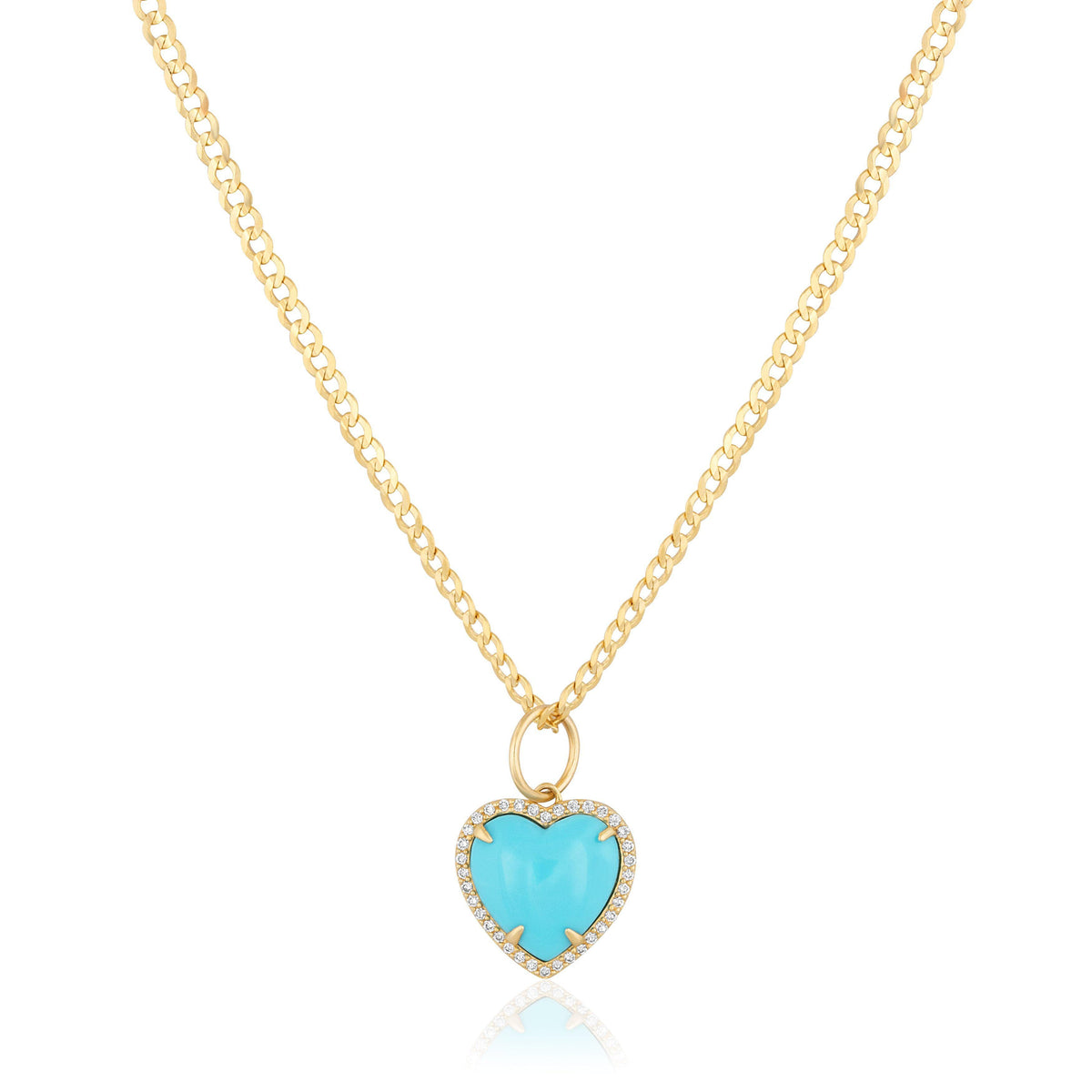 diamond pave turquoise heart necklace