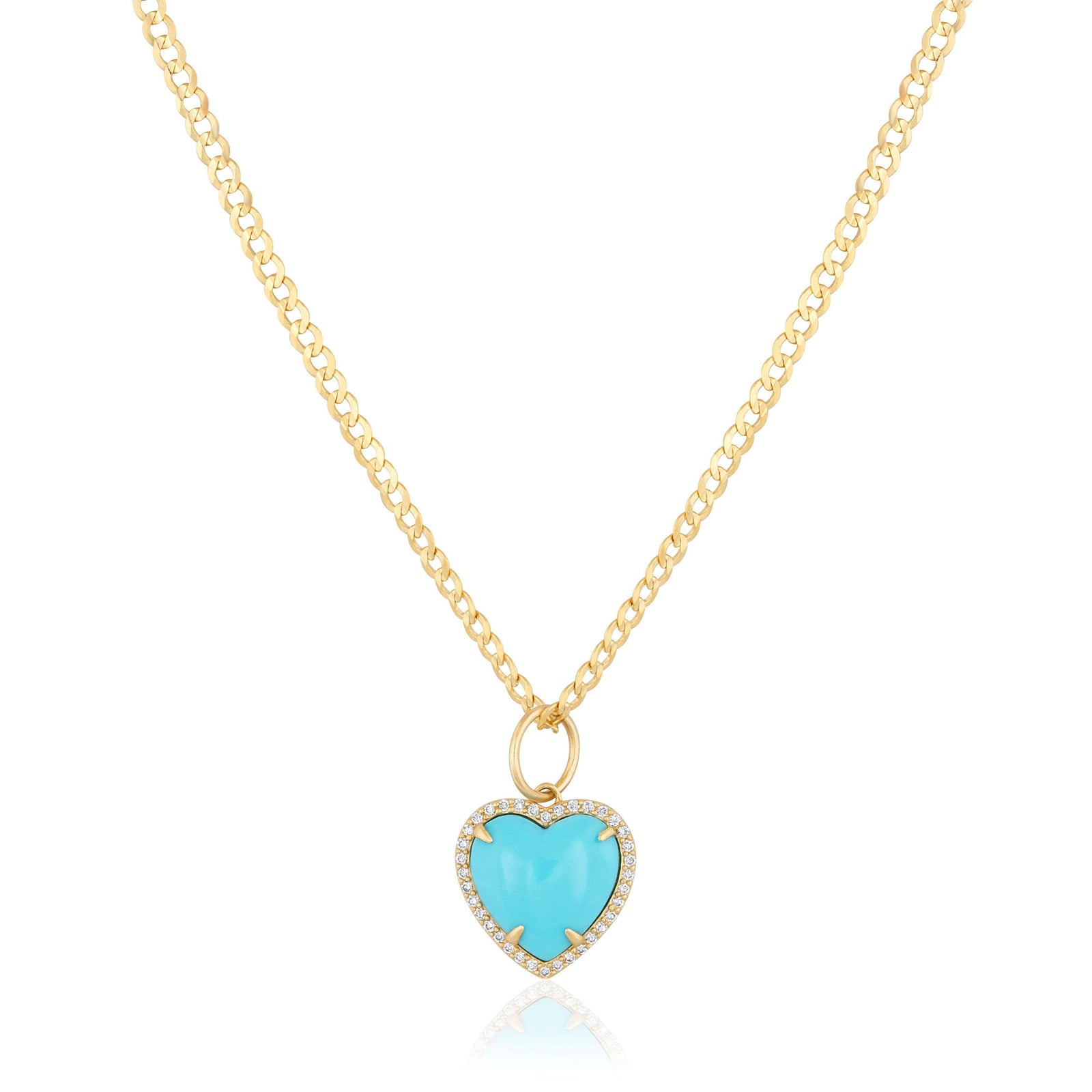 diamond pave turquoise heart necklace