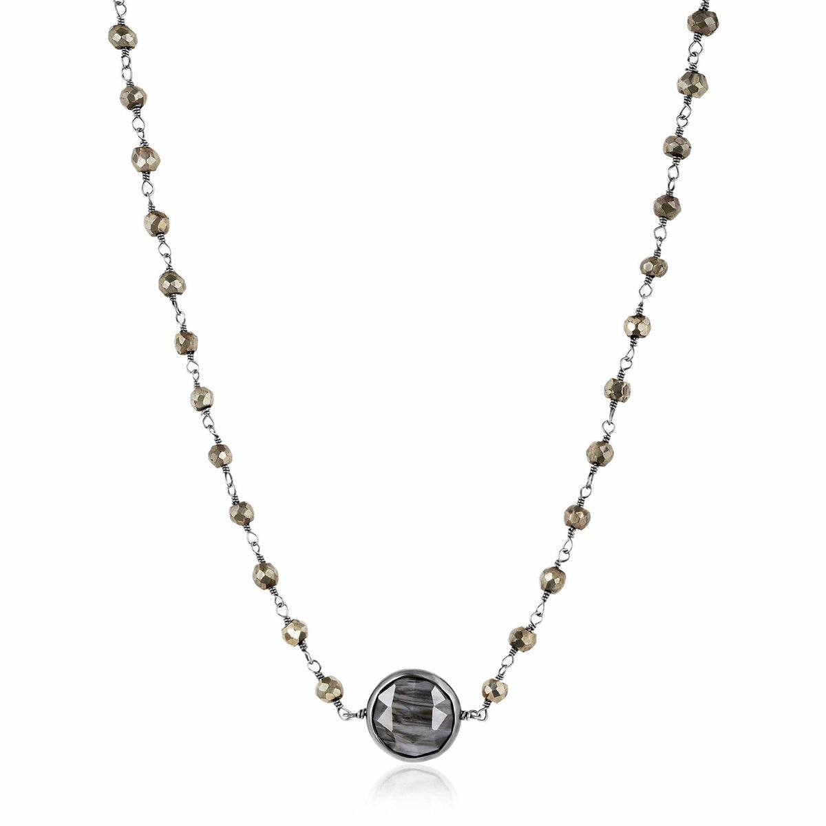 ela rae libi II choker necklace pyrite catseye sterling silver 