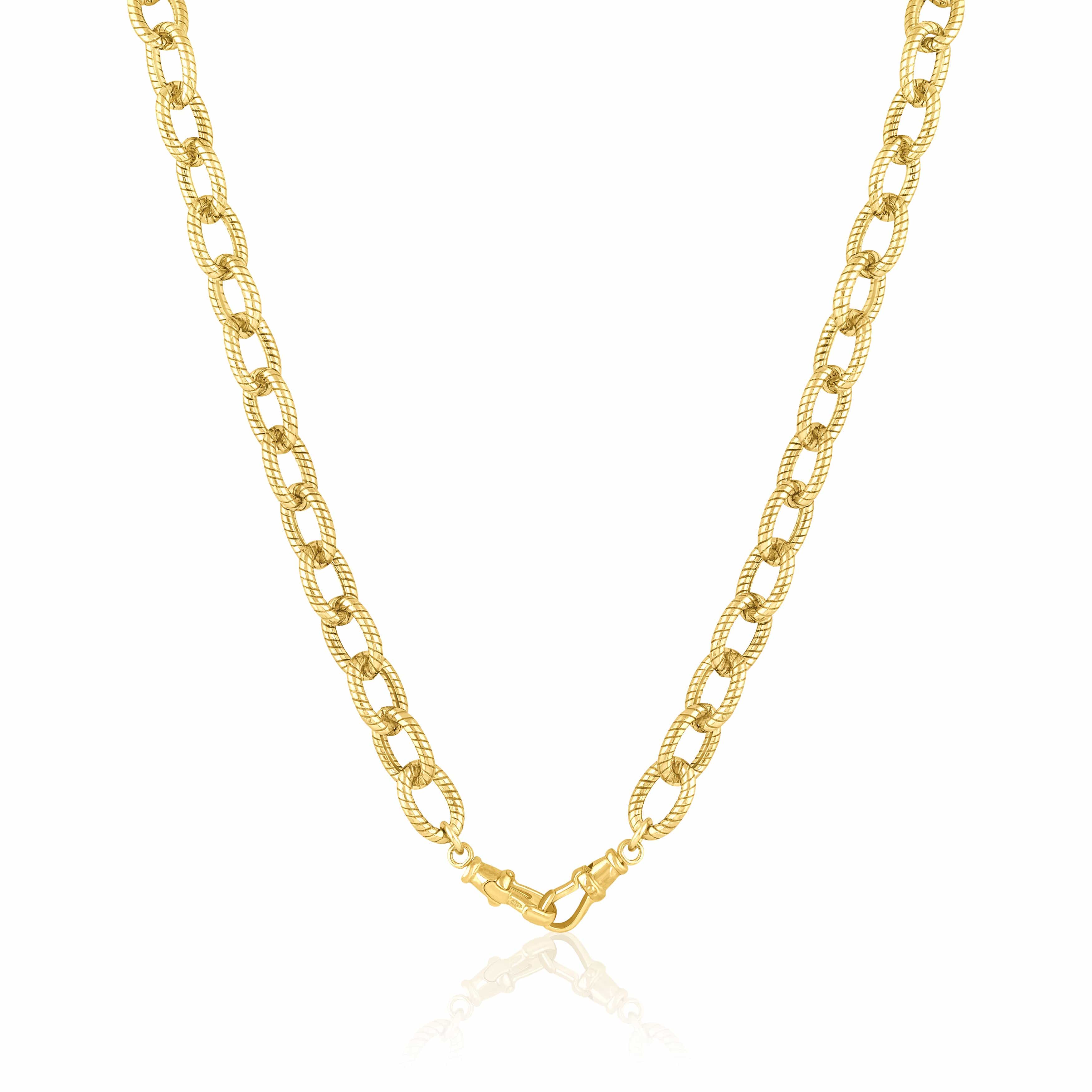 Double Clasp Necklace Twisted Chain / 14K Yellow Gold Plate