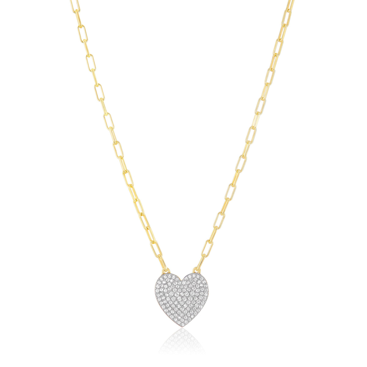 pave medium heart charm necklace