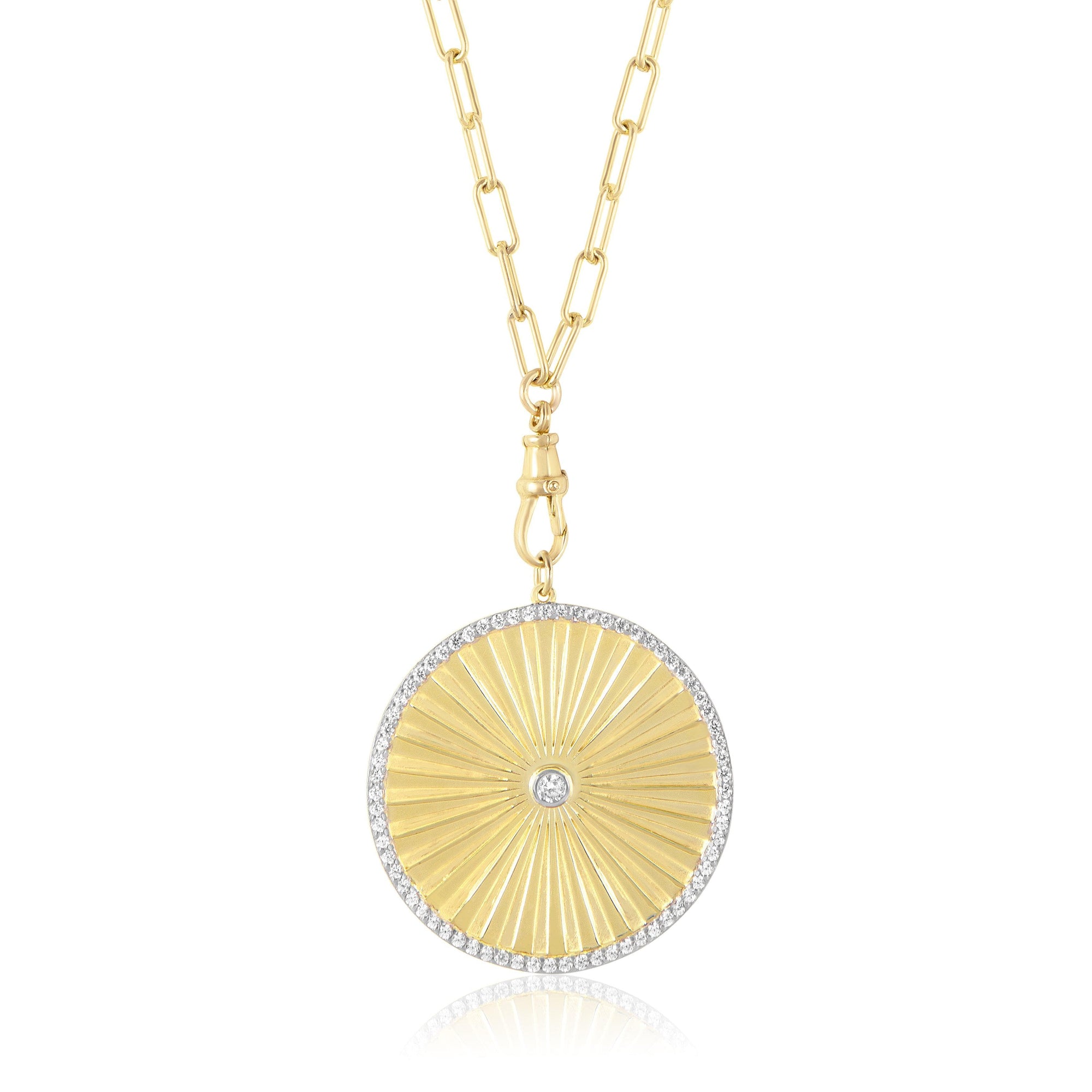 jumbo fluted disc charm necklace