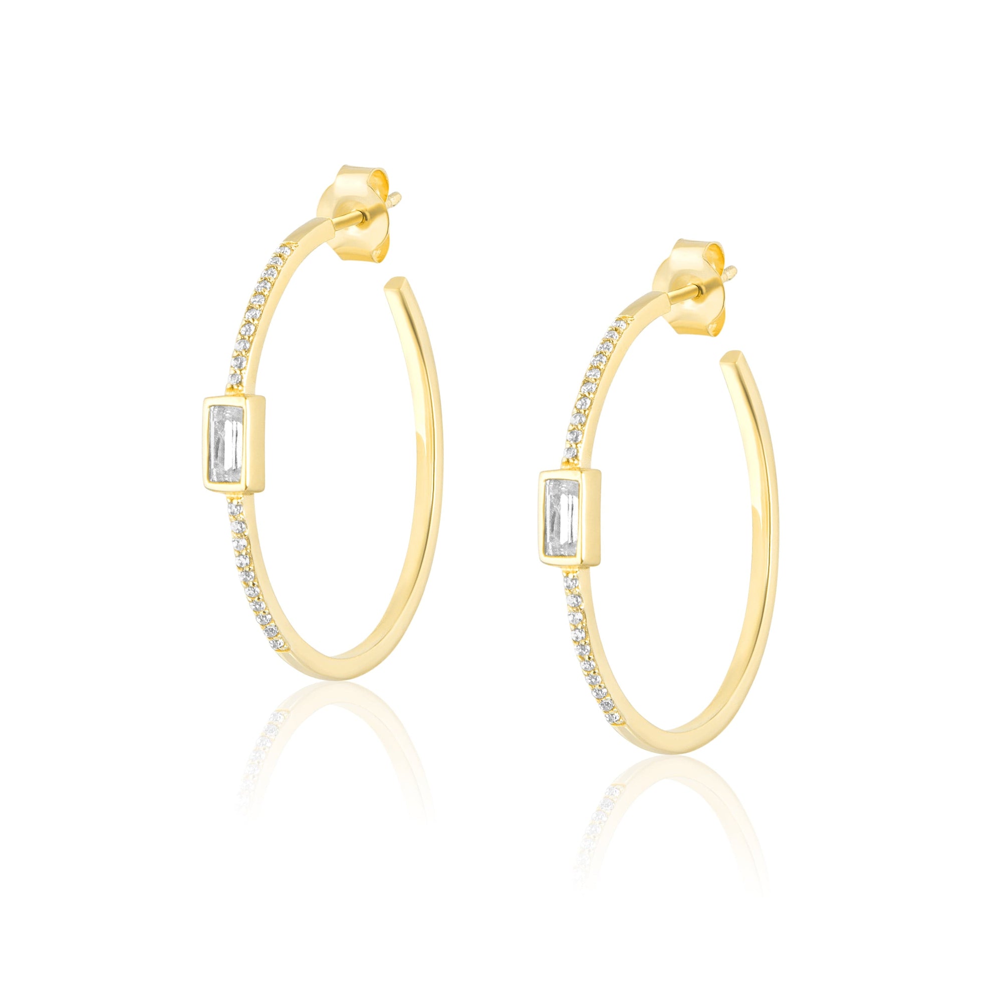 pave baguette topaz hoops