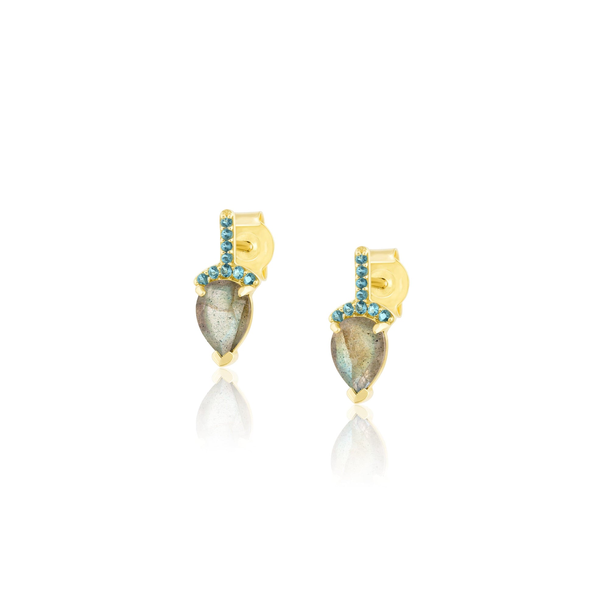 mini pear pave stone earrings