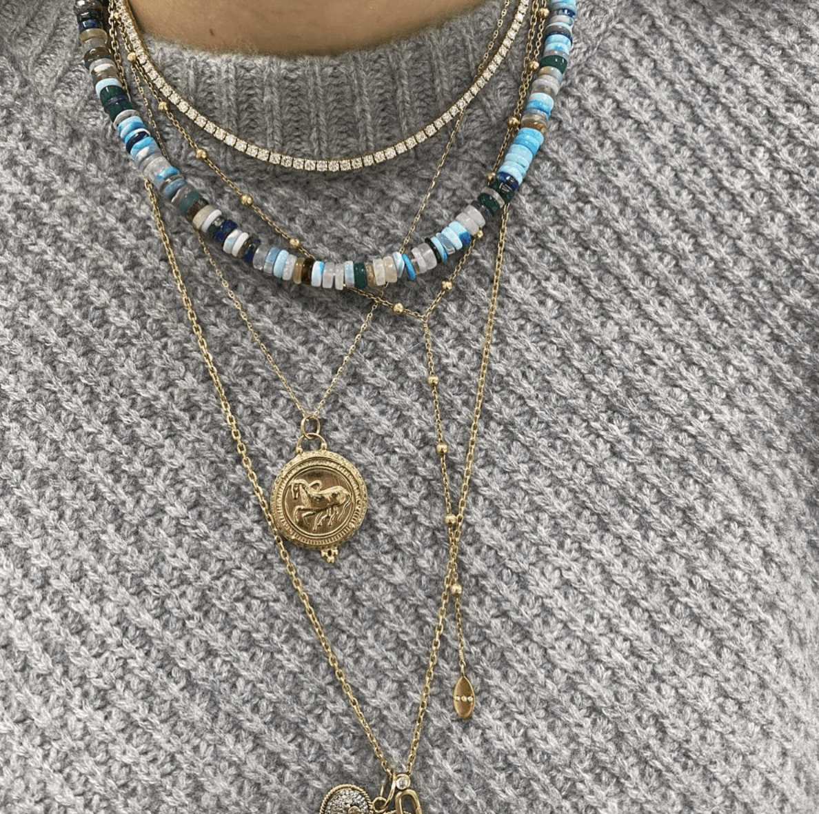 mixed gemstone candy necklace