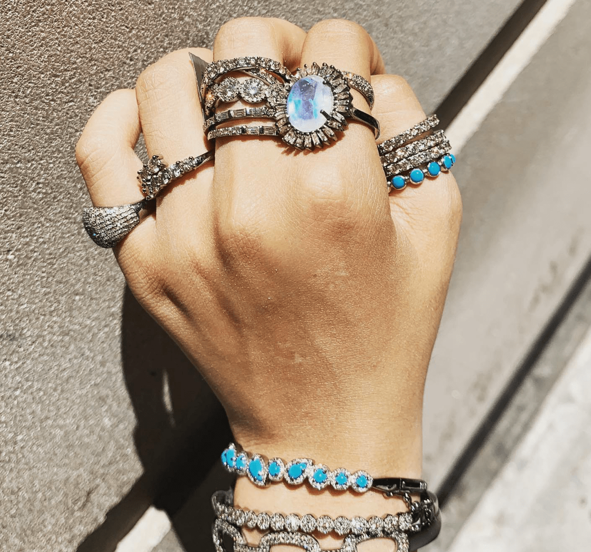 sienna turquoise 14k white gold ring - ela rae