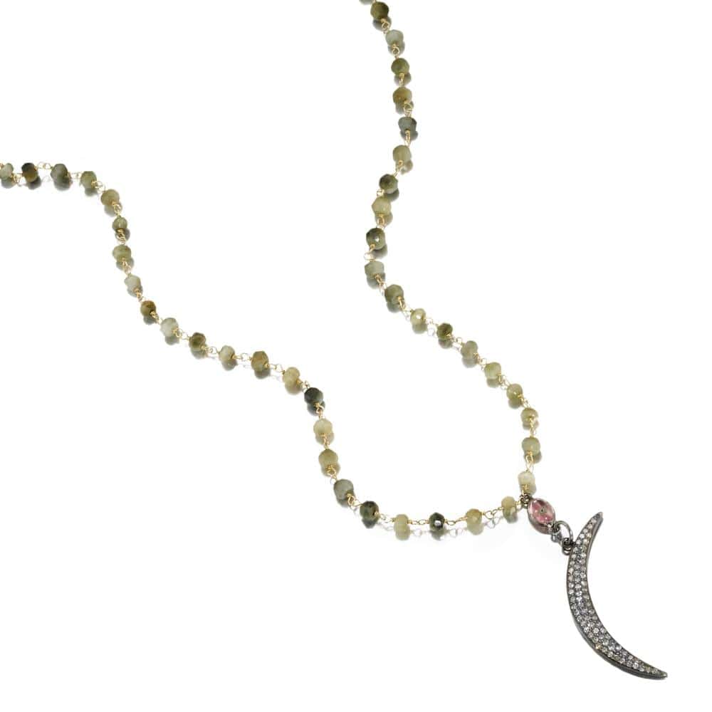 ela rae anita diamond moon necklace catseye 14k yellow gold plate