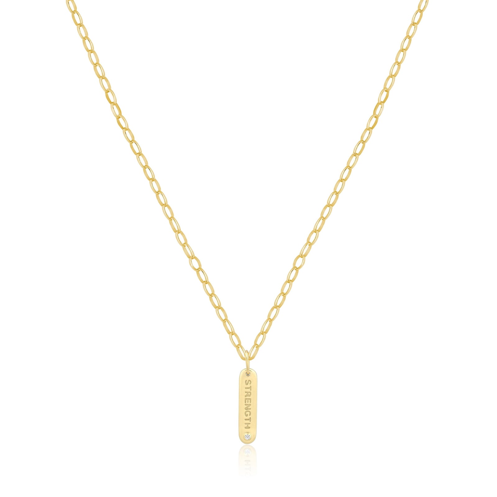 strength bar charm necklace