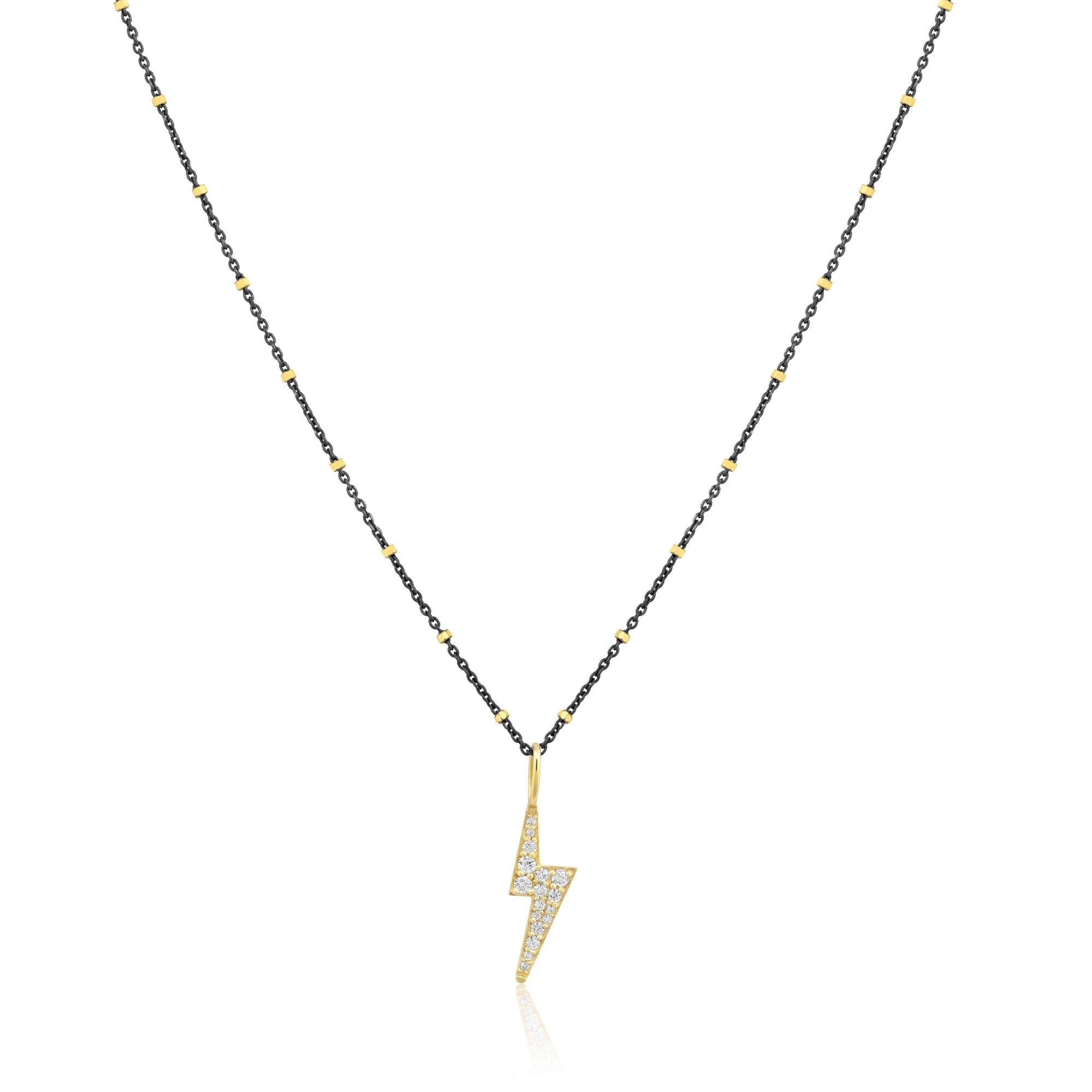 two tone lightning bolt charm necklace