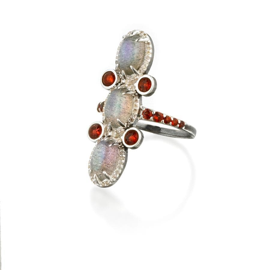 ela rae harlah ring diamond labradorite garnet sterling silver
