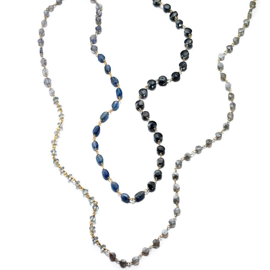 ela rae diana multicolor necklace kyanite mystic black spinel aquamarine labradorite 14k yellow gold plate