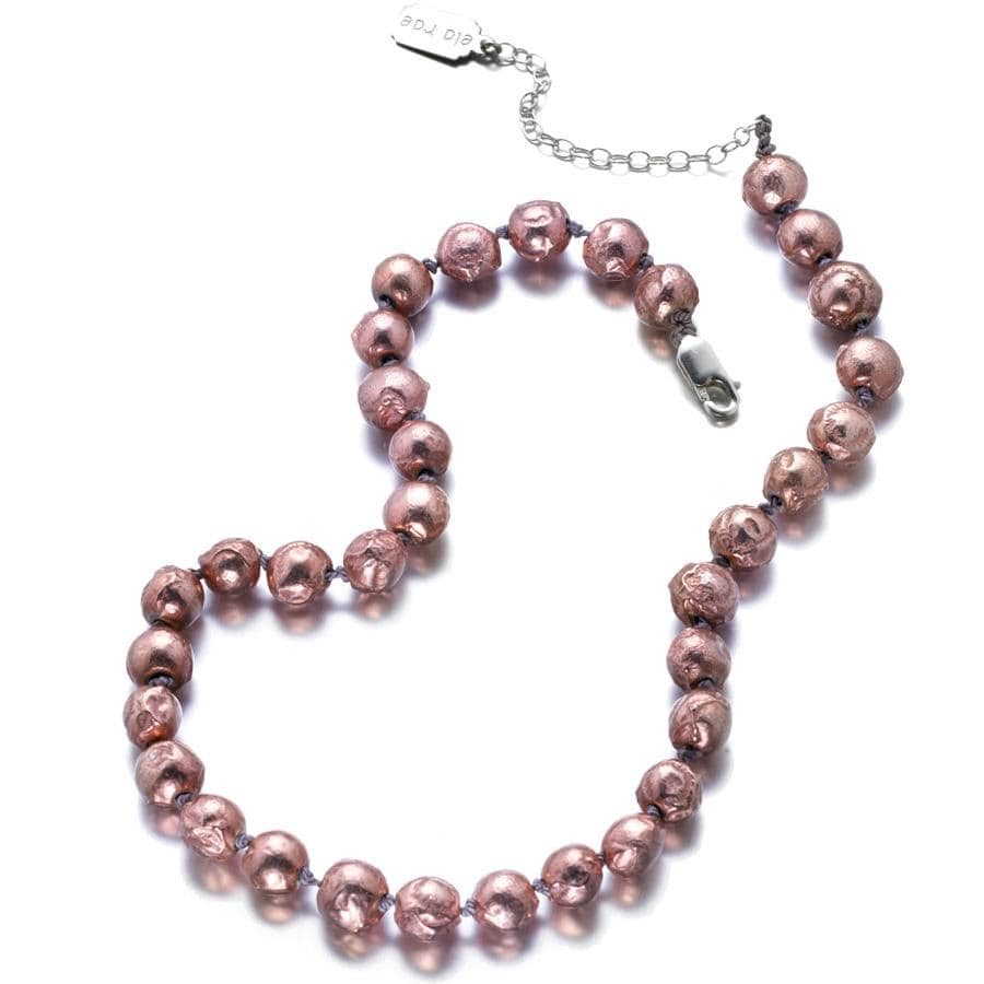 ela rae diana knots luxe balls necklace 14k rose gold plate