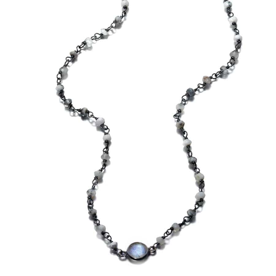 ela rae libi petite necklace dendrite opal labradorite sterling silver