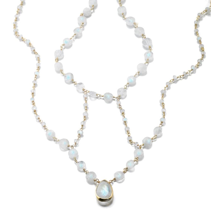ela rae cleo necklace rainbow moonstone 14k yellow gold plate