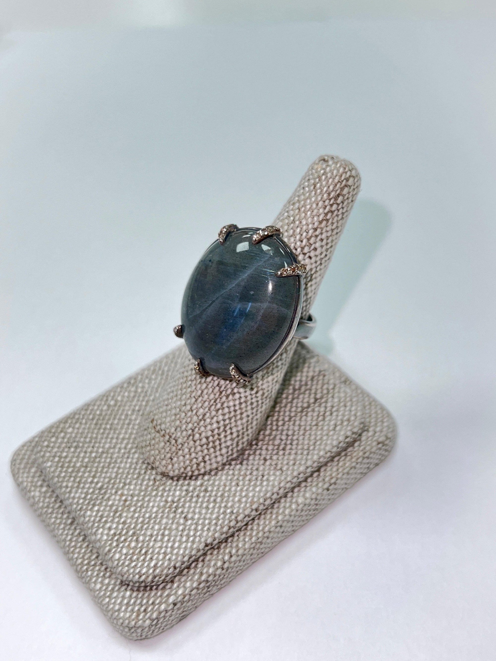 Winonah labradorite diamond cocktail ring