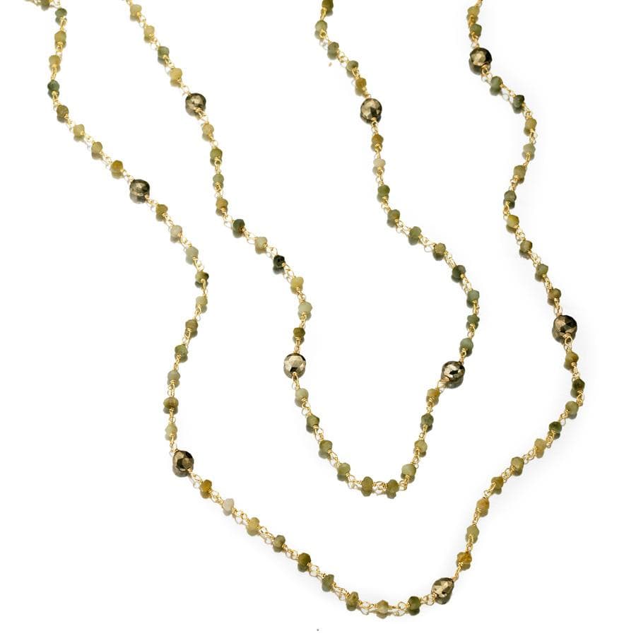 ela rae diana satellite necklace catseye pyrite 14k yellow gold plate