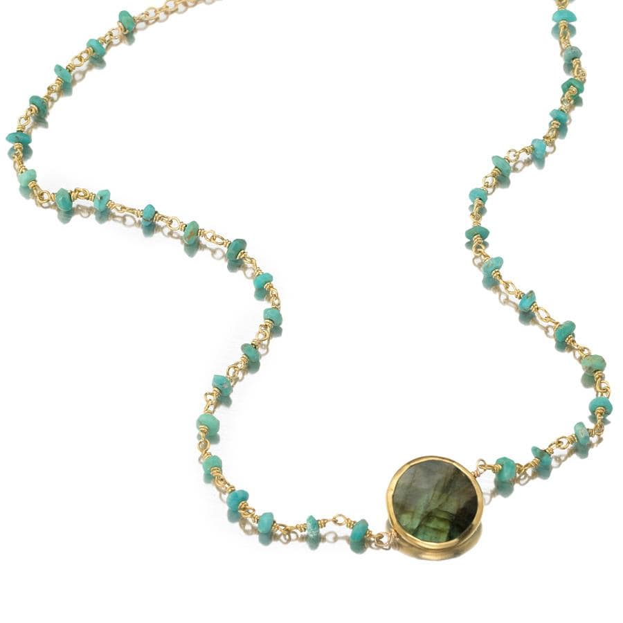 ela rae libi II choker necklace turquoise labradorite 14k yellow gold plate