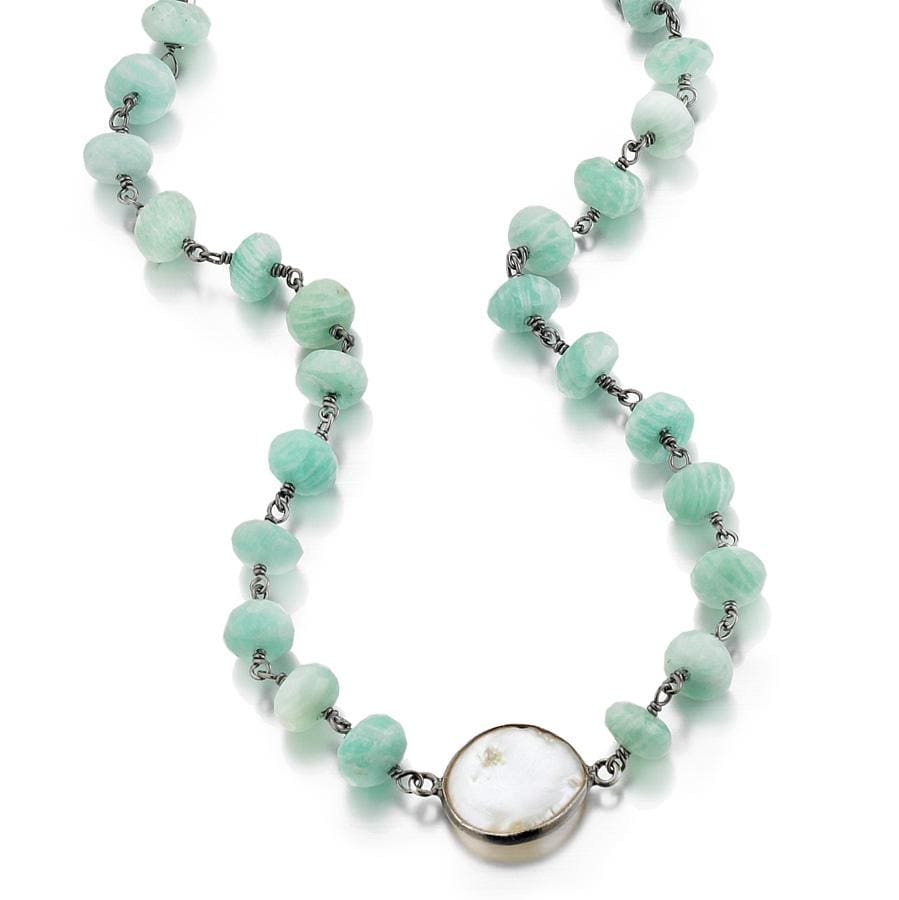 ela rae libi grand necklace amazonite pearl sterling silver