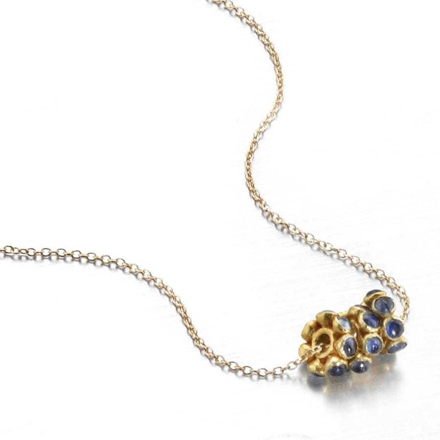 ela rae angie stone trio necklace sapphire 14k yellow gold