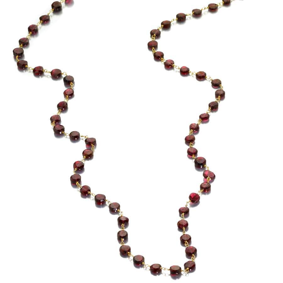 ela rae diana coin necklace garnet 14k yellow gold plate