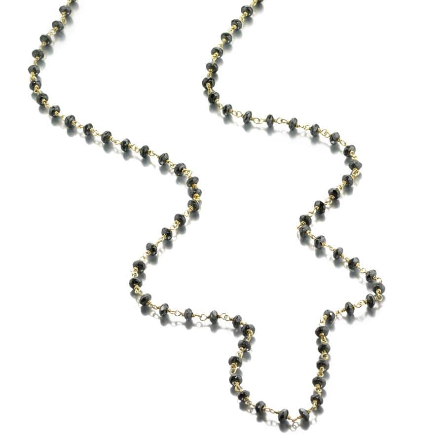ela rae diana rondelle necklace hematite 14k yellow gold plate