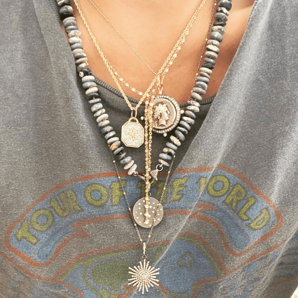 coin lady charm necklace